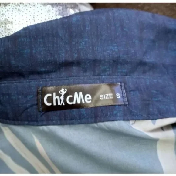 CHIC ME NAVY & CREAM DRESS SZ.S EUC.  GORGEOUS DRESS IN EXCELLENT USED CONDITION - Picture 6 of 7